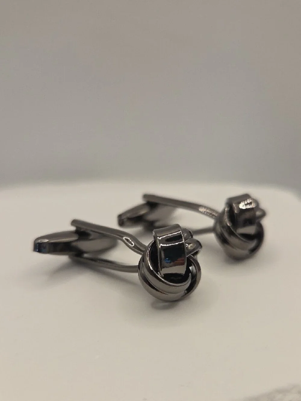 Gunmetal Knot Cufflinks - Men's Classic Interwoven Design